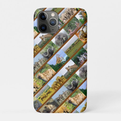 Wildlife Collage Stripe Brown iPhone 11 Pro Case