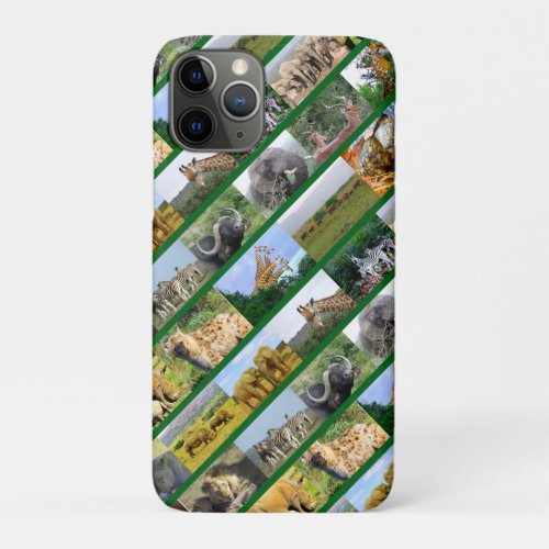 Wildlife Collage Stripe Green iPhone 11 Pro Case