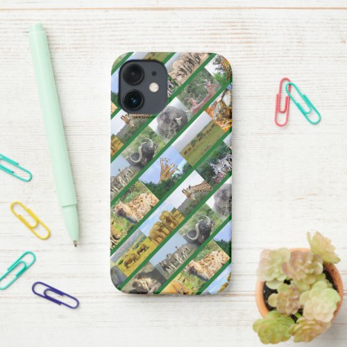Wildlife Collage Stripe Green iPhone 12 Mini Case