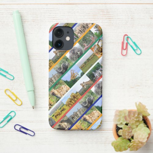 Wildlife Collage Stripe Multi Colored iPhone 12 Mini Case