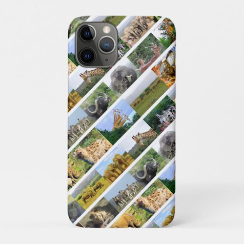 Wildlife Collage Stripe White iPhone 11 Pro Case