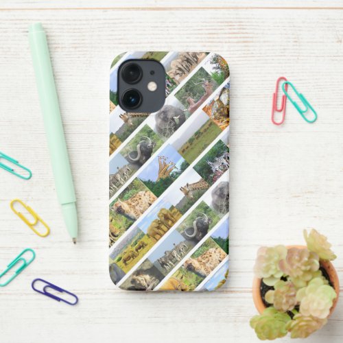 Wildlife Collage Stripe White iPhone 12 Mini Case