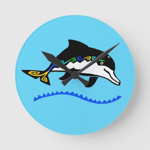 Wildlife _ Cool Dolphin _ Nature _ Ocean Blue Round Clock