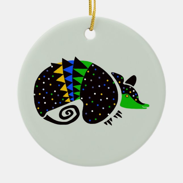 Wildlife - Cool hand drawn ARMADILLO-Nature Ceramic Ornament (Front)