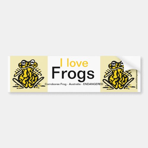 Wildlife _ Cool I love FROGS_ Yellow Bumper Sticker