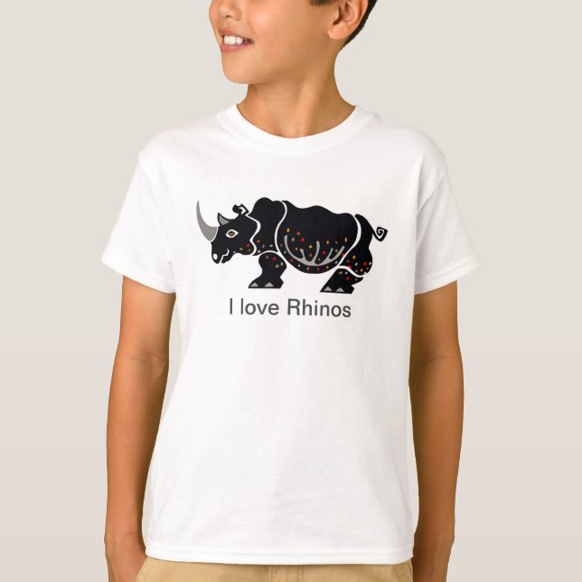 Wildlife Cool I love RHINOS - Nature- Boys T-Shirt (Front)