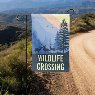Wildlife Crossing Drive Slowly Deer Season Yard Garden Flag