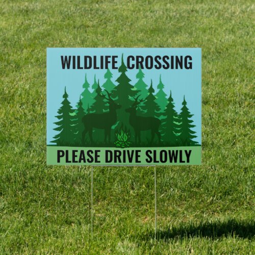 Wildlife Crossing Please Drive Slowly Deer Safety Sign