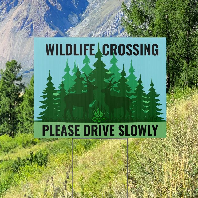 Wildlife Crossing Please Drive Slowly Deer Safety Sign (Creator Uploaded)