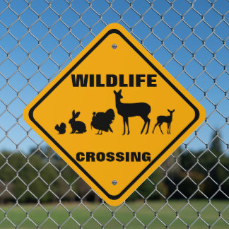 Wildlife Crossing Roadway Property Warning Metal Sign