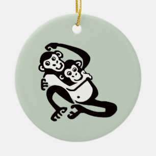 Wildlife - Cute BONOBO -Chimpanzee - Nature Ceramic Ornament