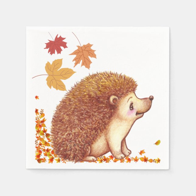Wildlife Cute hedgehog paper napkin. Thanksgiving Napkins (Front)