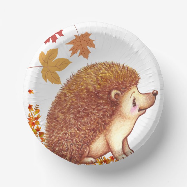 Wildlife - Cute hedgehog paper plate Thanksgiving Bowls (Front)