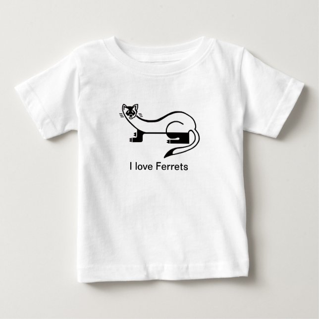 Wildlife - Cute I love FERRETS - Animal graphics Baby T-Shirt (Front)