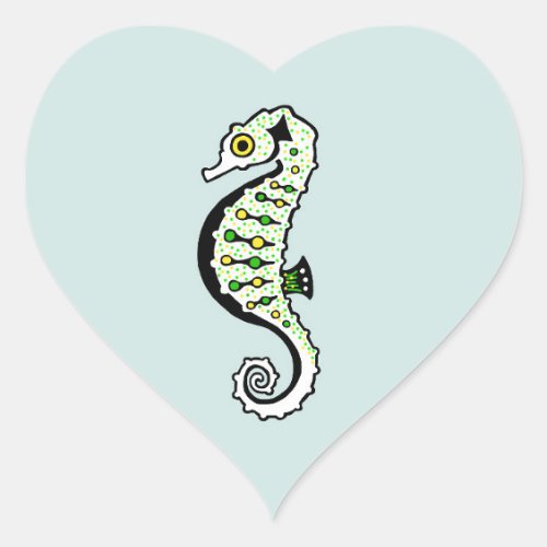 Wildlife _ Cute I love SEAHORSES _  Ocean Aqua Heart Sticker