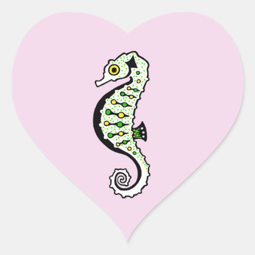 Wildlife _ Cute I love SEAHORSES _  Pink Heart Sticker
