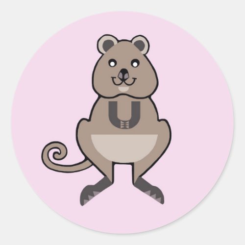 Wildlife _ Cute QUOKKA _ Marsupial _ Pink Classic Round Sticker