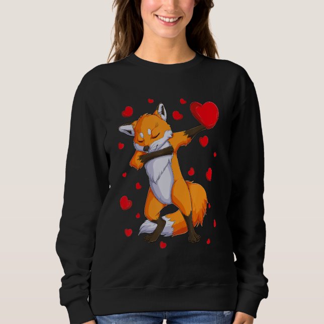 Wildlife Dab Animals Dabbing Fox Valentine's Day k Sweatshirt (Front)