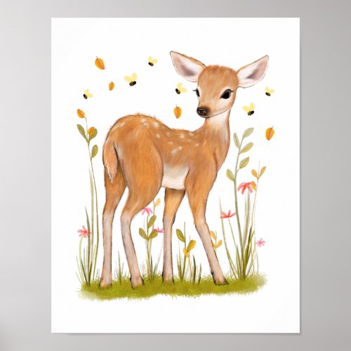 Wildlife Deer and Bee Poster