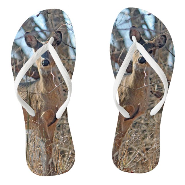 Wildlife Deer Woods Photo Flip Flops (Footbed)