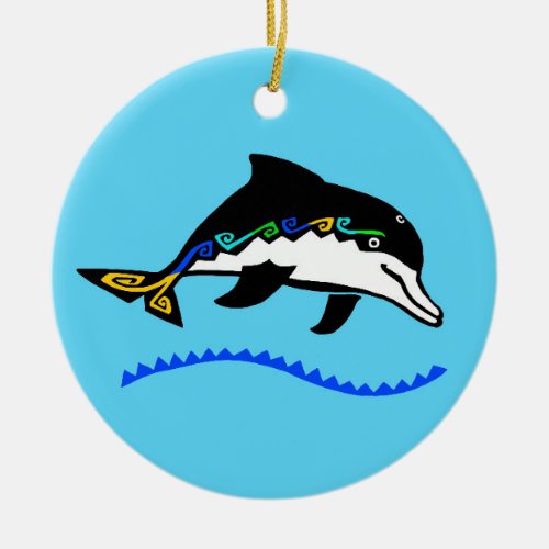 Wildlife _ DOLPHIN _ Animal lover _ Ocean Blue  Ceramic Ornament