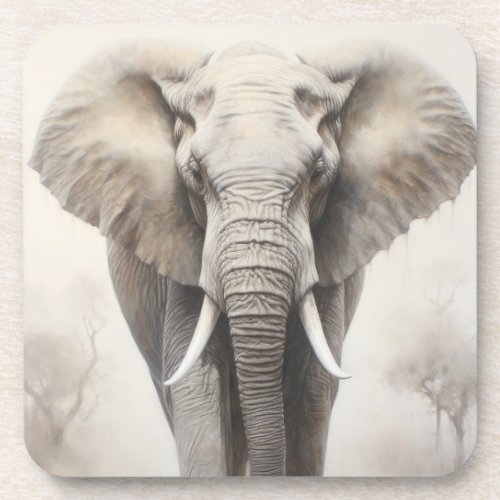 Wildlife Elephant Portrait Beverage Coaster