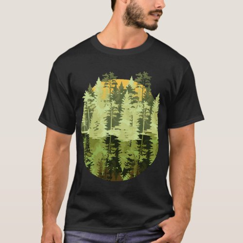 Wildlife Forest Trees Reflection Outdoors Nature T_Shirt