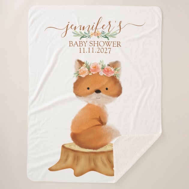 Wildlife Fox with Flower gift for mom to be Sherpa Blanket