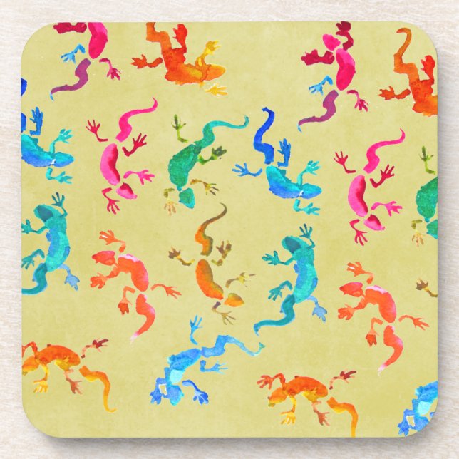 Wildlife gecko reptile eco nature beverage coaster (Front)