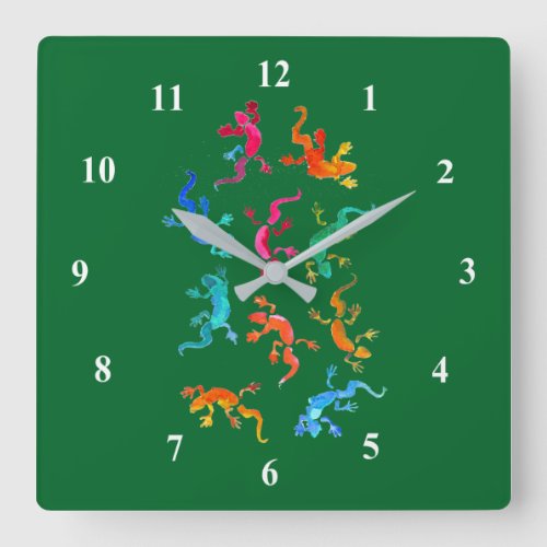 Wildlife gecko reptile eco nature square wall clock