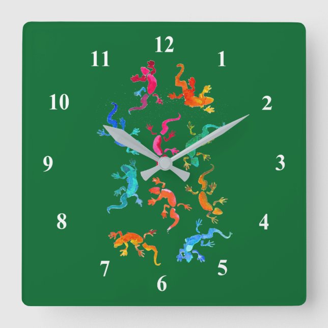 Wildlife gecko reptile eco nature square wall clock (Front)