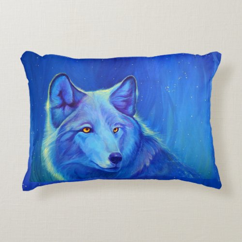 Wildlife Gifts with Wolves Art  Blue Wolf Decorative Pillow