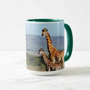 Wildlife Giraffe Mother and Baby Photo Mug