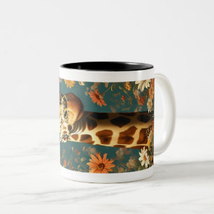 Wildlife Giraffe Portrait Illustration Animal Two-Tone Coffee Mug