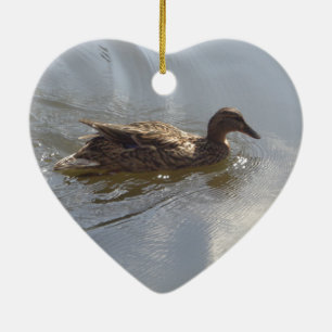 Wildlife Goose swimming in Lake, Nature, Bird Ceramic Ornament