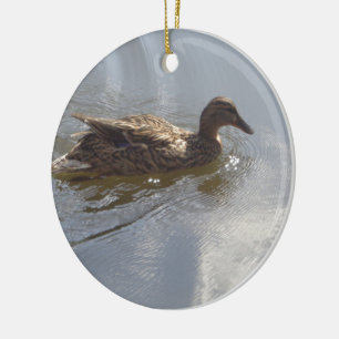 Wildlife Goose swimming in Lake, Nature, Bird Ceramic Ornament