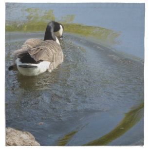 Wildlife Goose swimming in Lake, Water Circle Napkin