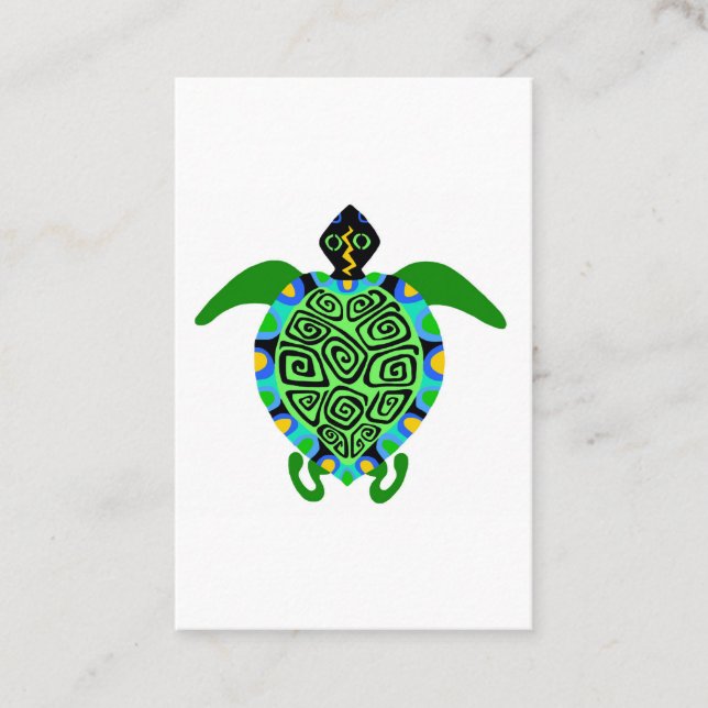 Wildlife - Graphic SEA TURTLE - Nature - Nautical  Business Card (Front)