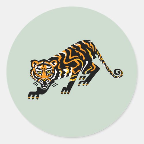 Wildlife _ Graphic TIGER _ Animal activist _Green Classic Round Sticker