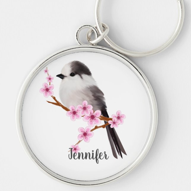 Wildlife Gray Jay Bird Keychain (Front)