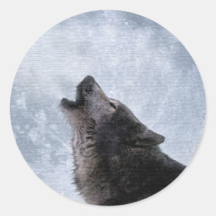 Wildlife Grey Wolf Animal-lover design Classic Round Sticker