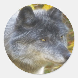 Wildlife Grey Wolf Animal-lover design Classic Round Sticker