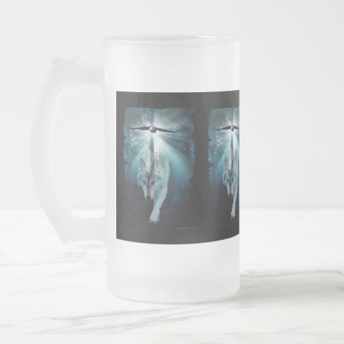 Wildlife Grey Wolf Animal_lover design Frosted Glass Beer Mug