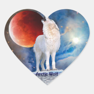 Wildlife Grey Wolf Animal-lover design Heart Sticker