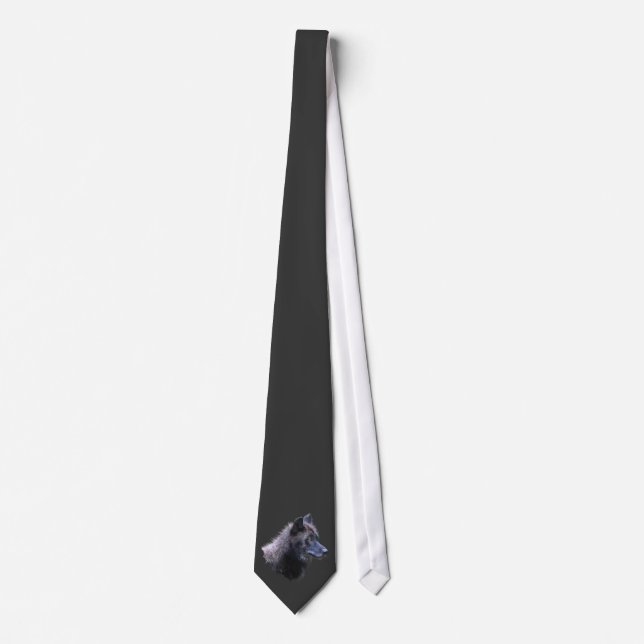 Wildlife Grey Wolf Animal-lover design Neck Tie (Front)