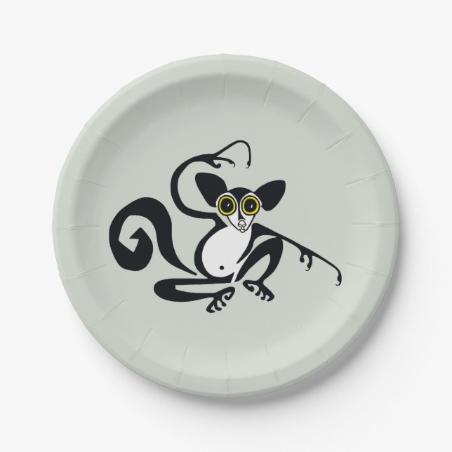 Wildlife -  Hand drawn AYE-AYE -Happy Birthday - Paper Plates (Front)