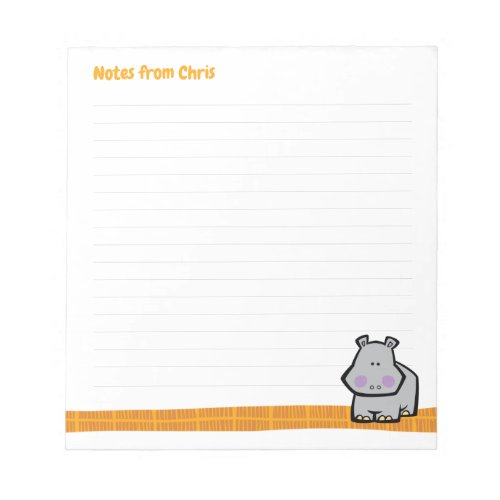 Wildlife Hippo Note Pad