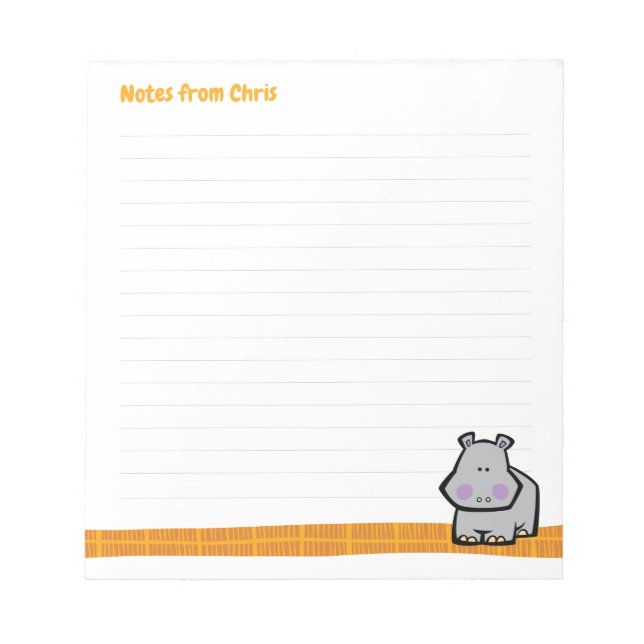 Wildlife Hippo Note Pad (Front)