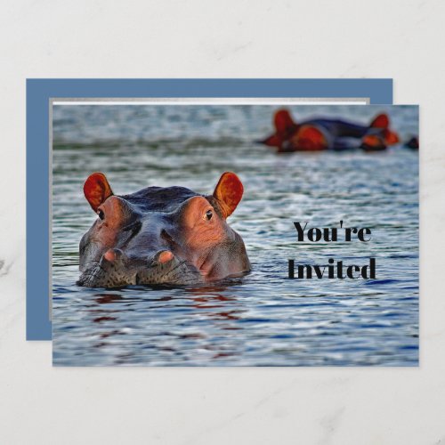 Wildlife Hippo Water Photo Birthday Invitation
