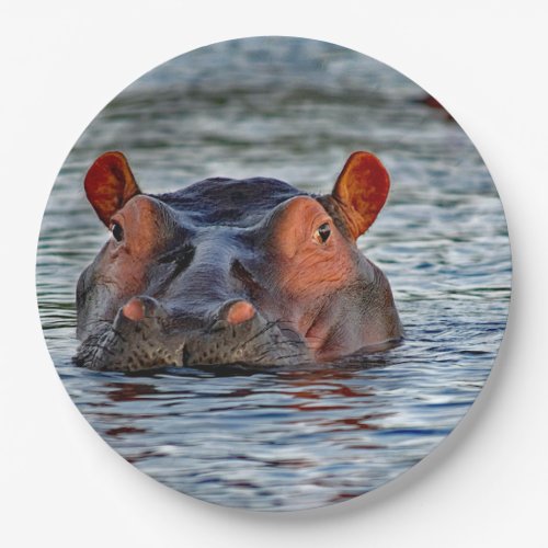 Wildlife Hippo Water Photo Paper Plates
